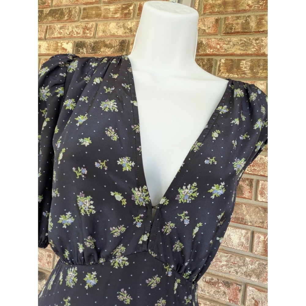 Heartloom Cottagecore Coquette Prairie Floral Wrap Dress Romantic Blue M - Picture 2 of 10